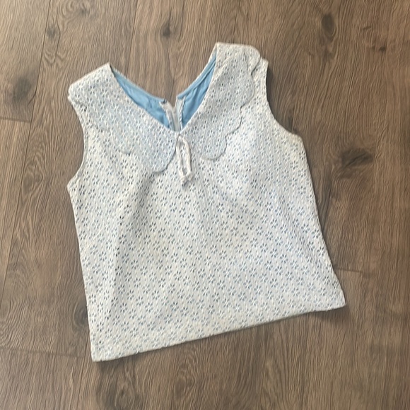 Vintage 1960s Light Blue & White Floral Lace Overlay Scalloped Tank Top & Skirt - Picture 11 of 16